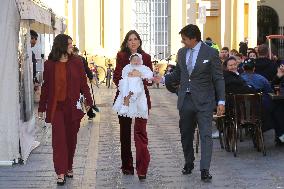Francisco Rivera and Lourdes Montes Baptize Their Son Nicolas - Seville