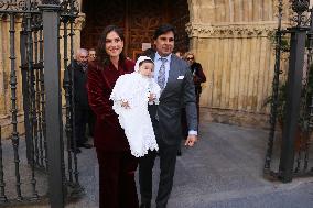 Francisco Rivera and Lourdes Montes Baptize Their Son Nicolas - Seville