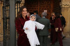 Francisco Rivera and Lourdes Montes Baptize Their Son Nicolas - Seville