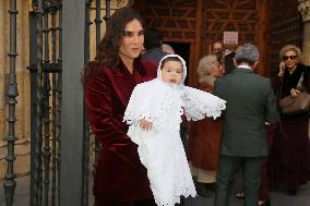 Francisco Rivera and Lourdes Montes Baptize Their Son Nicolas - Seville