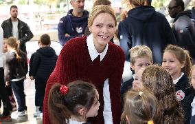 NO TABLOIDS - Princess Charlene at the Grimaldi Forum - Monaco