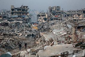Destroyed Landscape Of Zeitoun Neighborhood - Gaza