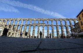 Roman Aqueduct in Segovia - Spain