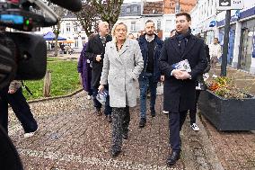 Marine Le Pen At Carvin Market for RN 2026 Municipal Campaign - Hauts-de-France
