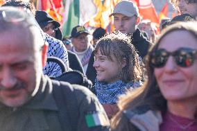 Pro-Palestine Demonstration with Greta Thunberg - Rome