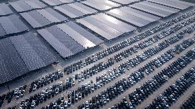 New Energy Vehicles Parked in Liangjiang New Area in Chongqing