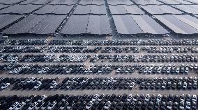 New Energy Vehicles Parked in Liangjiang New Area in Chongqing