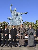 Sumo wrestlers in Nagasaki