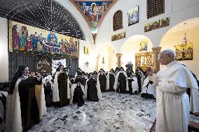 Pope Leo XIV Visits Carmelite Sisters In Harissa - Lebanon