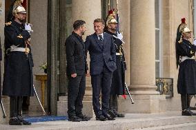 Macron And Zelensky After Meeting - Paris