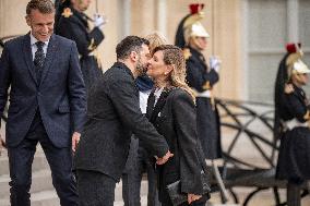Macron And Zelensky After Meeting - Paris