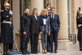Macron And Zelensky After Meeting - Paris