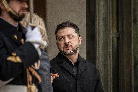 Macron And Zelensky After Meeting - Paris