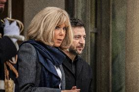 Macron And Zelensky After Meeting - Paris