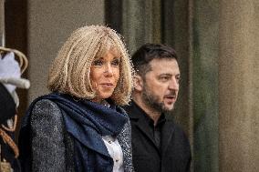 Macron And Zelensky After Meeting - Paris