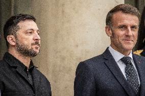 Macron And Zelensky After Meeting - Paris
