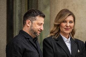 Macron And Zelensky After Meeting - Paris