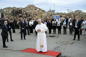 Pope Leo XIV Leads Silent Prayer at Beirut Port Blast Site - Lebanon