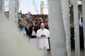 Pope Leo XIV Leads Silent Prayer at Beirut Port Blast Site - Lebanon