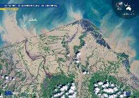 Satellite View of flooding in northern Sumatra, Indonesia