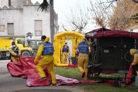 EMU Personnel Disinfect Vehicles for Swine Fever Control - Barcelona