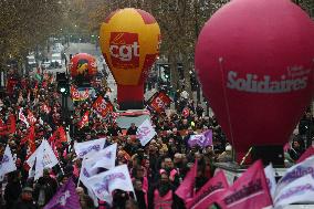 Protests Against New Austerity Measures in France - Paris
