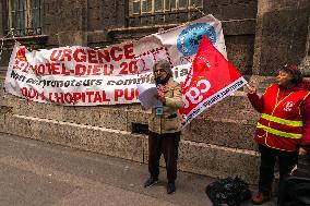 Hotel-Dieu Hospital Healthcare Workers Protest - Paris