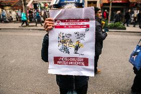Hotel-Dieu Hospital Healthcare Workers Protest - Paris