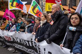 Protests Against New Austerity Measures in France - Paris