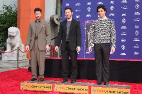 Jonas Brothers Hand And Footprint In Cement Ceremony - LA
