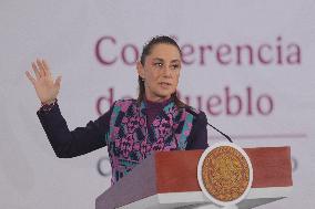 Mexican President Claudia Sheinbaum Holds Briefing Conference - Mexico