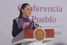Mexican President Claudia Sheinbaum Holds Briefing Conference - Mexico