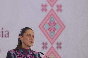 Mexican President Claudia Sheinbaum Holds Briefing Conference - Mexico