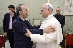 Pope Leo XIV Meets Roberto Benigni Ahead Of TV Show On St Peter - Vatican