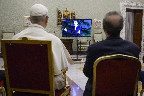 Pope Leo XIV Meets Roberto Benigni Ahead Of TV Show On St Peter - Vatican