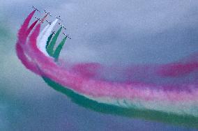 Italian Aerobatic Squad Frecce Tricolori Flies Over Rome - Italy