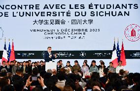Macron Visits Sichuan University - China