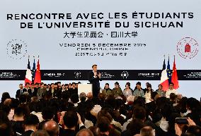 Macron Visits Sichuan University - China