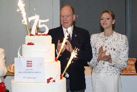 NO TABLOIDS - Prince Albert and Princess Charlene with Friendship Group of Monegasque Elders - Monaco