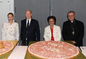 NO TABLOIDS - Prince Albert and Princess Charlene with Friendship Group of Monegasque Elders - Monaco