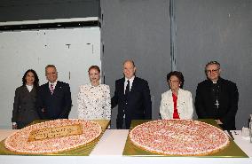 NO TABLOIDS - Prince Albert and Princess Charlene with Friendship Group of Monegasque Elders - Monaco