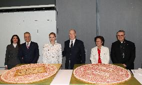 NO TABLOIDS - Prince Albert and Princess Charlene with Friendship Group of Monegasque Elders - Monaco