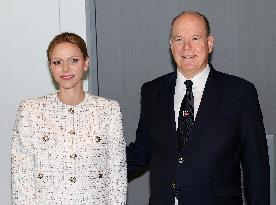 NO TABLOIDS - Prince Albert and Princess Charlene with Friendship Group of Monegasque Elders - Monaco