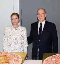NO TABLOIDS - Prince Albert and Princess Charlene with Friendship Group of Monegasque Elders - Monaco
