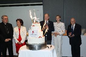 NO TABLOIDS - Prince Albert and Princess Charlene with Friendship Group of Monegasque Elders - Monaco
