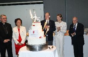 NO TABLOIDS - Prince Albert and Princess Charlene with Friendship Group of Monegasque Elders - Monaco