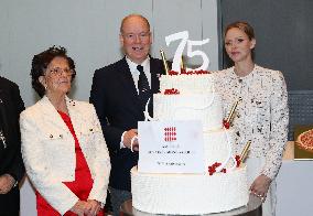 NO TABLOIDS - Prince Albert and Princess Charlene with Friendship Group of Monegasque Elders - Monaco
