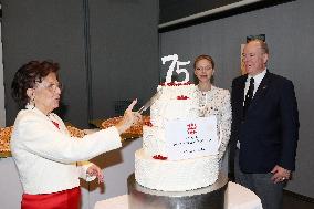 NO TABLOIDS - Prince Albert and Princess Charlene with Friendship Group of Monegasque Elders - Monaco