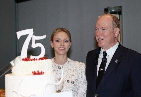 NO TABLOIDS - Prince Albert and Princess Charlene with Friendship Group of Monegasque Elders - Monaco