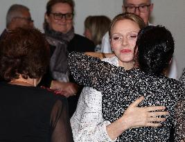 NO TABLOIDS - Prince Albert and Princess Charlene with Friendship Group of Monegasque Elders - Monaco